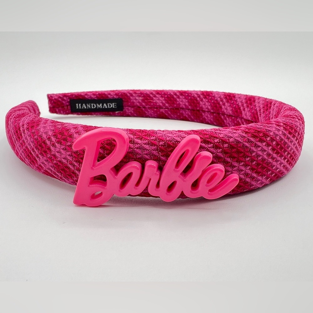 Barbie Dark Pink Textured Plaid Headband New
